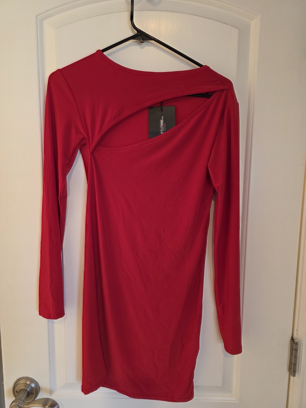 PrettyLittleThing Red Long-Sleeve Bodycon Dress